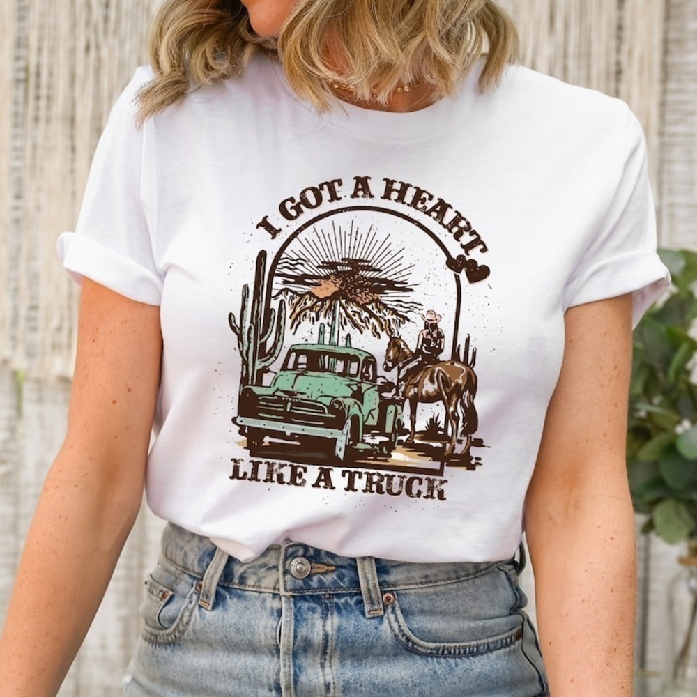 Heart Like A Truck Country Music Quote Graphic Fan Western Style Unisex T-Shirt